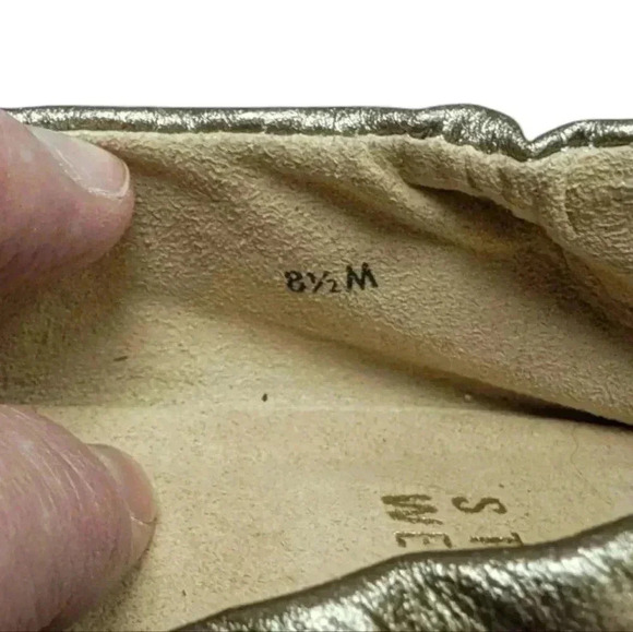 Stuart Weitzman Loafers Leather Metallic Gold Woven Elasticated Vamp Women's 8 - Picture 8 of 11